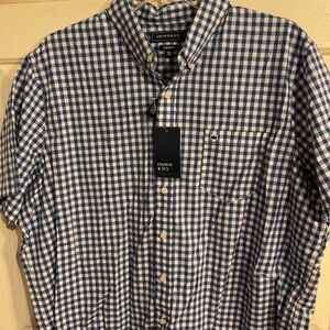 New;CROWN & IVY MENS CLASSIC FIT MOTION FLEX BLUE&WHITE CK. SHIRT XXL58”x32”